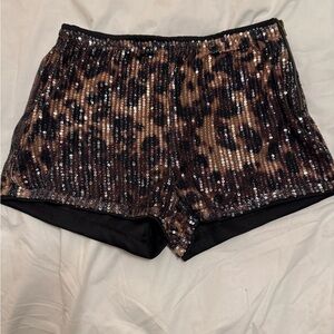 SHEIN Leopard Sequin Mini Shorts